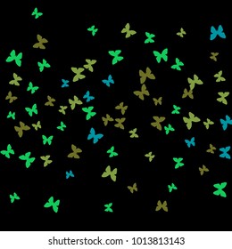 Spring Background with Colorful Butterflies. Simple Feminine Pattern for Card, Invitation, Print. Trendy Decoration with Beautiful Butterfly Silhouettes. Vector Background with Moth