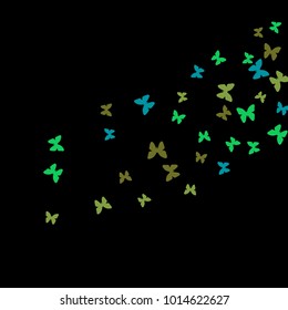 Spring Background with Colorful Butterflies. Simple Feminine Pattern for Card, Invitation, Print. Trendy Decoration with Beautiful Butterfly Silhouettes. Vector Background with Moth