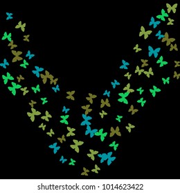Spring Background with Colorful Butterflies. Simple Feminine Pattern for Card, Invitation, Print. Trendy Decoration with Beautiful Butterfly Silhouettes. Vector Background with Moth