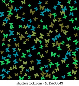 Spring Background with Colorful Butterflies. Simple Feminine Pattern for Card, Invitation, Print. Trendy Decoration with Beautiful Butterfly Silhouettes. Vector Background with Moth

