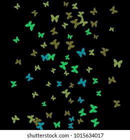 Spring Background with Colorful Butterflies. Simple Feminine Pattern for Card, Invitation, Print. Trendy Decoration with Beautiful Butterfly Silhouettes. Vector Background with Moth
