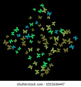 Spring Background with Colorful Butterflies. Simple Feminine Pattern for Card, Invitation, Print. Trendy Decoration with Beautiful Butterfly Silhouettes. Vector Background with Moth