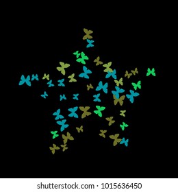 Spring Background with Colorful Butterflies. Simple Feminine Pattern for Card, Invitation, Print. Trendy Decoration with Beautiful Butterfly Silhouettes. Vector Background with Moth