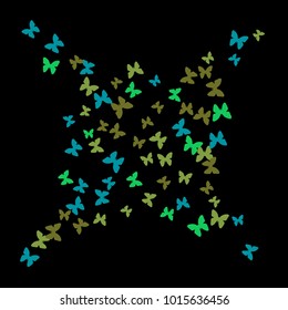 Spring Background with Colorful Butterflies. Simple Feminine Pattern for Card, Invitation, Print. Trendy Decoration with Beautiful Butterfly Silhouettes. Vector Background with Moth