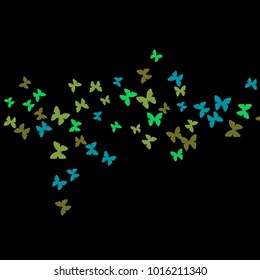 Spring Background with Colorful Butterflies. Simple Feminine Pattern for Card, Invitation, Print. Trendy Decoration with Beautiful Butterfly Silhouettes. Vector Background with Moth