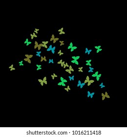 Spring Background with Colorful Butterflies. Simple Feminine Pattern for Card, Invitation, Print. Trendy Decoration with Beautiful Butterfly Silhouettes. Vector Background with Moth