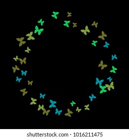 Spring Background with Colorful Butterflies. Simple Feminine Pattern for Card, Invitation, Print. Trendy Decoration with Beautiful Butterfly Silhouettes. Vector Background with Moth