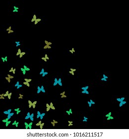 Spring Background with Colorful Butterflies. Simple Feminine Pattern for Card, Invitation, Print. Trendy Decoration with Beautiful Butterfly Silhouettes. Vector Background with Moth