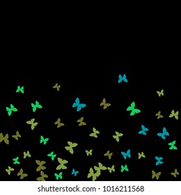 Spring Background with Colorful Butterflies. Simple Feminine Pattern for Card, Invitation, Print. Trendy Decoration with Beautiful Butterfly Silhouettes. Vector Background with Moth