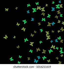 Spring Background with Colorful Butterflies. Simple Feminine Pattern for Card, Invitation, Print. Trendy Decoration with Beautiful Butterfly Silhouettes. Vector Background with Moth