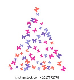 Spring Background with Colorful Butterflies. Simple Feminine Pattern for Card, Invitation, Print. Trendy Decoration with Beautiful Butterfly Silhouettes. Vector Background with Moth