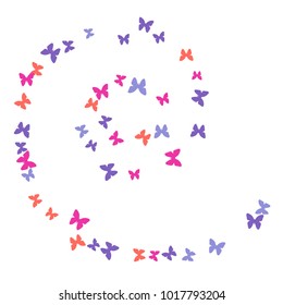 Spring Background with Colorful Butterflies. Simple Feminine Pattern for Card, Invitation, Print. Trendy Decoration with Beautiful Butterfly Silhouettes. Vector Background with Moth