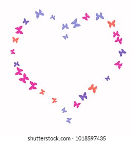 Spring Background with Colorful Butterflies. Simple Feminine Pattern for Card, Invitation, Print. Trendy Decoration with Beautiful Butterfly Silhouettes. Vector Background with Moth