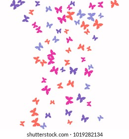 Spring Background with Colorful Butterflies. Simple Feminine Pattern for Card, Invitation, Print. Trendy Decoration with Beautiful Butterfly Silhouettes. Vector Background with Moth