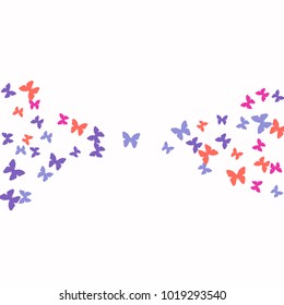 Spring Background with Colorful Butterflies. Simple Feminine Pattern for Card, Invitation, Print. Trendy Decoration with Beautiful Butterfly Silhouettes. Vector Background with Moth