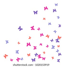 Spring Background with Colorful Butterflies. Simple Feminine Pattern for Card, Invitation, Print. Trendy Decoration with Beautiful Butterfly Silhouettes. Vector Background with Moth