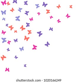 Spring Background with Colorful Butterflies. Simple Feminine Pattern for Card, Invitation, Print. Trendy Decoration with Beautiful Butterfly Silhouettes. Vector Background with Moth