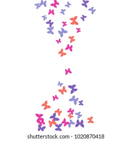 Spring Background with Colorful Butterflies. Simple Feminine Pattern for Card, Invitation, Print. Trendy Decoration with Beautiful Butterfly Silhouettes. Vector Background with Moth