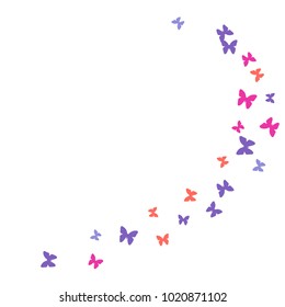 Spring Background with Colorful Butterflies. Simple Feminine Pattern for Card, Invitation, Print. Trendy Decoration with Beautiful Butterfly Silhouettes. Vector Background with Moth