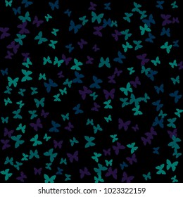 Spring Background with Colorful Butterflies. Simple Feminine Pattern for Card, Invitation, Print. Trendy Decoration with Beautiful Butterfly Silhouettes. Vector Background with Moth