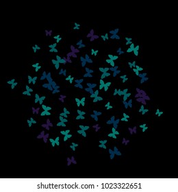 Spring Background with Colorful Butterflies. Simple Feminine Pattern for Card, Invitation, Print. Trendy Decoration with Beautiful Butterfly Silhouettes. Vector Background with Moth