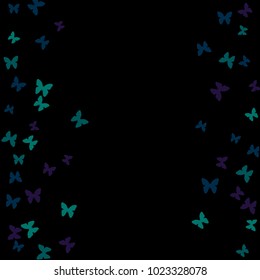 Spring Background with Colorful Butterflies. Simple Feminine Pattern for Card, Invitation, Print. Trendy Decoration with Beautiful Butterfly Silhouettes. Vector Background with Moth