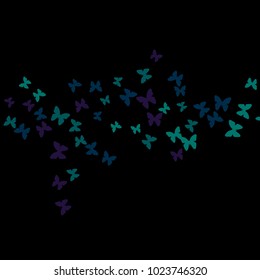 Spring Background with Colorful Butterflies. Simple Feminine Pattern for Card, Invitation, Print. Trendy Decoration with Beautiful Butterfly Silhouettes. Vector Background with Moth