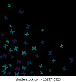 Spring Background with Colorful Butterflies. Simple Feminine Pattern for Card, Invitation, Print. Trendy Decoration with Beautiful Butterfly Silhouettes. Vector Background with Moth