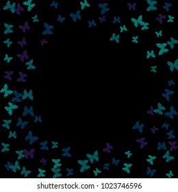 Spring Background with Colorful Butterflies. Simple Feminine Pattern for Card, Invitation, Print. Trendy Decoration with Beautiful Butterfly Silhouettes. Vector Background with Moth