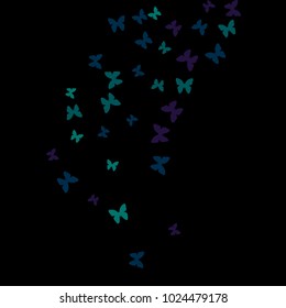Spring Background with Colorful Butterflies. Simple Feminine Pattern for Card, Invitation, Print. Trendy Decoration with Beautiful Butterfly Silhouettes. Vector Background with Moth
