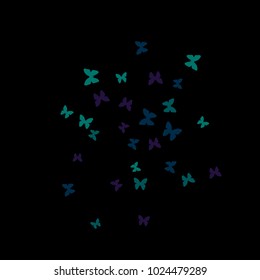 Spring Background with Colorful Butterflies. Simple Feminine Pattern for Card, Invitation, Print. Trendy Decoration with Beautiful Butterfly Silhouettes. Vector Background with Moth
