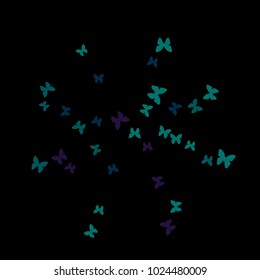 Spring Background with Colorful Butterflies. Simple Feminine Pattern for Card, Invitation, Print. Trendy Decoration with Beautiful Butterfly Silhouettes. Vector Background with Moth
