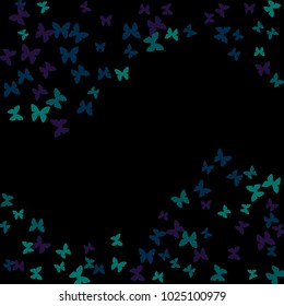 Spring Background with Colorful Butterflies. Simple Feminine Pattern for Card, Invitation, Print. Trendy Decoration with Beautiful Butterfly Silhouettes. Vector Background with Moth
