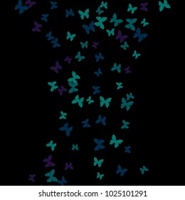 Spring Background with Colorful Butterflies. Simple Feminine Pattern for Card, Invitation, Print. Trendy Decoration with Beautiful Butterfly Silhouettes. Vector Background with Moth
