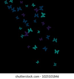 Spring Background with Colorful Butterflies. Simple Feminine Pattern for Card, Invitation, Print. Trendy Decoration with Beautiful Butterfly Silhouettes. Vector Background with Moth
