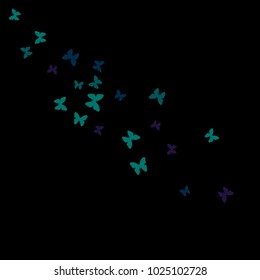 Spring Background with Colorful Butterflies. Simple Feminine Pattern for Card, Invitation, Print. Trendy Decoration with Beautiful Butterfly Silhouettes. Vector Background with Moth
