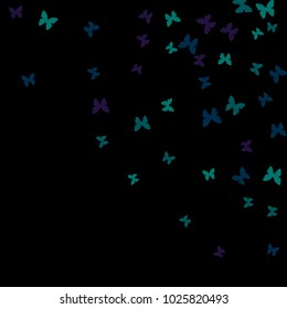 Spring Background with Colorful Butterflies. Simple Feminine Pattern for Card, Invitation, Print. Trendy Decoration with Beautiful Butterfly Silhouettes. Vector Background with Moth
