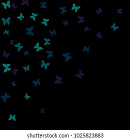 Spring Background with Colorful Butterflies. Simple Feminine Pattern for Card, Invitation, Print. Trendy Decoration with Beautiful Butterfly Silhouettes. Vector Background with Moth
