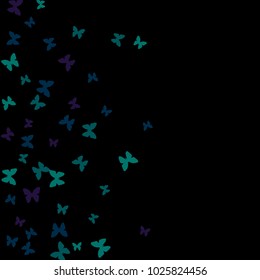 Spring Background with Colorful Butterflies. Simple Feminine Pattern for Card, Invitation, Print. Trendy Decoration with Beautiful Butterfly Silhouettes. Vector Background with Moth
