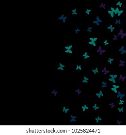 Spring Background with Colorful Butterflies. Simple Feminine Pattern for Card, Invitation, Print. Trendy Decoration with Beautiful Butterfly Silhouettes. Vector Background with Moth
