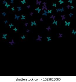 Spring Background with Colorful Butterflies. Simple Feminine Pattern for Card, Invitation, Print. Trendy Decoration with Beautiful Butterfly Silhouettes. Vector Background with Moth
