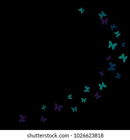 Spring Background with Colorful Butterflies. Simple Feminine Pattern for Card, Invitation, Print. Trendy Decoration with Beautiful Butterfly Silhouettes. Vector Background with Moth
