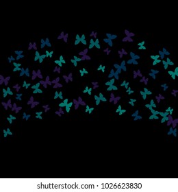 Spring Background with Colorful Butterflies. Simple Feminine Pattern for Card, Invitation, Print. Trendy Decoration with Beautiful Butterfly Silhouettes. Vector Background with Moth
