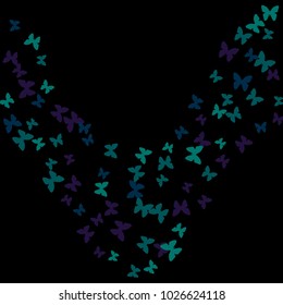 Spring Background with Colorful Butterflies. Simple Feminine Pattern for Card, Invitation, Print. Trendy Decoration with Beautiful Butterfly Silhouettes. Vector Background with Moth

