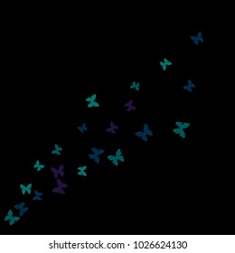 Spring Background with Colorful Butterflies. Simple Feminine Pattern for Card, Invitation, Print. Trendy Decoration with Beautiful Butterfly Silhouettes. Vector Background with Moth
