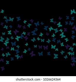 Spring Background with Colorful Butterflies. Simple Feminine Pattern for Card, Invitation, Print. Trendy Decoration with Beautiful Butterfly Silhouettes. Vector Background with Moth
