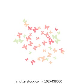 Spring Background with Colorful Butterflies. Simple Feminine Pattern for Card, Invitation, Print. Trendy Decoration with Beautiful Butterfly Silhouettes. Vector Background with Moth
