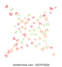 Spring Background with Colorful Butterflies. Simple Feminine Pattern for Card, Invitation, Print. Trendy Decoration with Beautiful Butterfly Silhouettes. Vector Background with Moth
