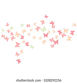 Spring Background with Colorful Butterflies. Simple Feminine Pattern for Card, Invitation, Print. Trendy Decoration with Beautiful Butterfly Silhouettes. Vector Background with Moth
