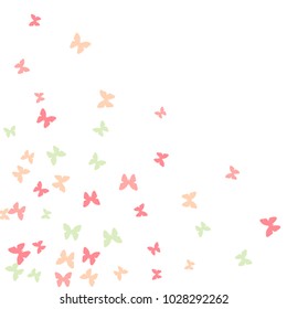 Spring Background with Colorful Butterflies. Simple Feminine Pattern for Card, Invitation, Print. Trendy Decoration with Beautiful Butterfly Silhouettes. Vector Background with Moth

